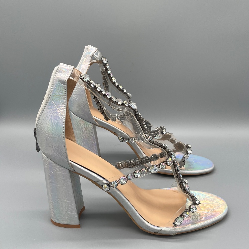 Drag Queen/Crossdresser Open Toe Gem Rhinestone Sandals Size 14